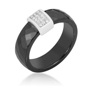 Black Ceramic Cocktail Ring - Jewelry Xoxo