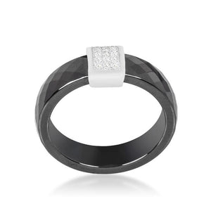 Black Ceramic Cocktail Ring - Jewelry Xoxo