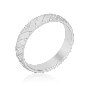 Textured Stainless Steel Band Ring - Jewelry Xoxo