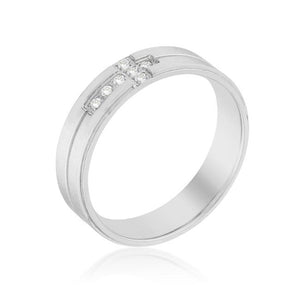 Band Ring with Cubic Zirconia Cross Design - Jewelry Xoxo