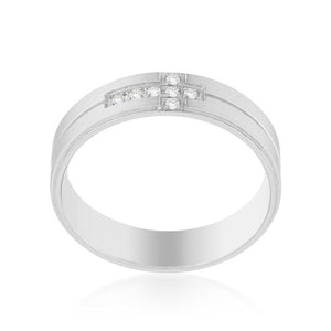 Band Ring with Cubic Zirconia Cross Design - Jewelry Xoxo