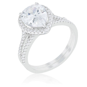 Halo Solitaire Pear Engagement Ring - Jewelry Xoxo