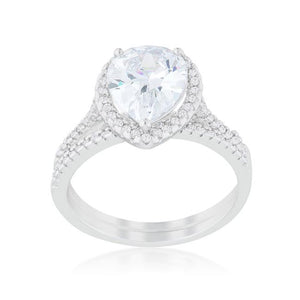 Halo Solitaire Pear Engagement Ring - Jewelry Xoxo