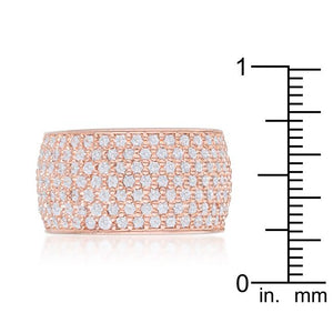 Wide Pave Cubic Zirconia Rose Gold Band Ring - Jewelry Xoxo