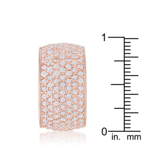 Wide Pave Cubic Zirconia Rose Gold Band Ring - Jewelry Xoxo