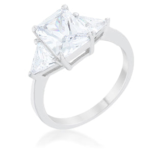 Classic Clear Rhodium Engagement Ring - Jewelry Xoxo