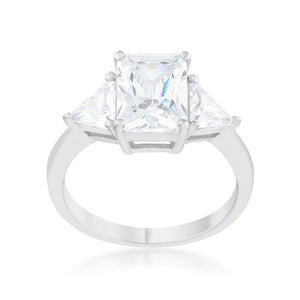 Classic Clear Rhodium Engagement Ring - Jewelry Xoxo