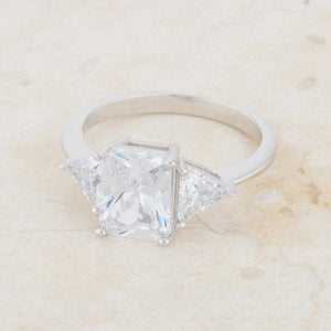 Classic Clear Rhodium Engagement Ring - Jewelry Xoxo