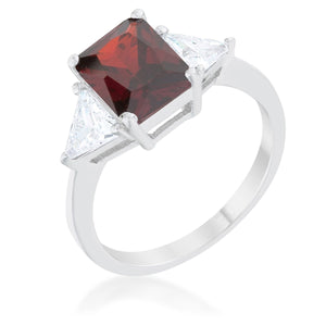 Classic Garnet Rhodium Engagement Ring - Jewelry Xoxo