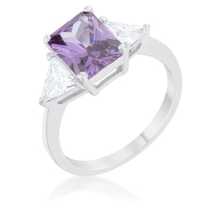 Classic Amethyst Rhodium Engagement Ring - Jewelry Xoxo