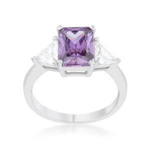 Classic Amethyst Rhodium Engagement Ring - Jewelry Xoxo