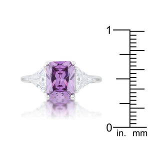 Classic Amethyst Rhodium Engagement Ring - Jewelry Xoxo