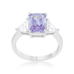 Classic Lavender White Gold Rhodium Engagement Ring - Jewelry Xoxo