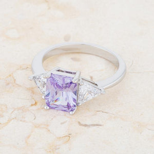 Classic Lavender White Gold Rhodium Engagement Ring - Jewelry Xoxo