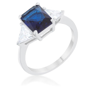 Classic Sapphire Rhodium Engagement Ring - Jewelry Xoxo