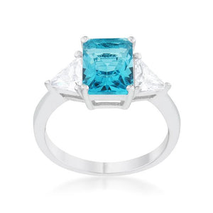 Classic Blue Topaz Rhodium Engagement Ring - Jewelry Xoxo