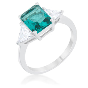 Classic Aqua Rhodium Engagement Ring - Jewelry Xoxo