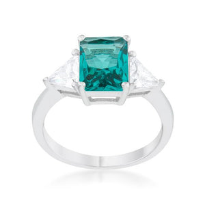 Classic Aqua Rhodium Engagement Ring - Jewelry Xoxo