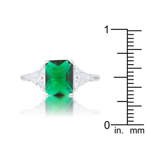 Classic Emerald Rhodium Engagement Ring - Jewelry Xoxo