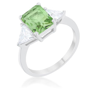 Classic Apple Green Rhodium Engagement Ring - Jewelry Xoxo