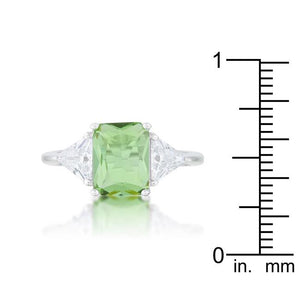 Classic Apple Green Rhodium Engagement Ring - Jewelry Xoxo