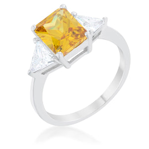 Classic Canary Yellow Rhodium Engagement Ring - Jewelry Xoxo