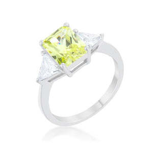 Classic Peridot Rhodium Engagement Ring - Jewelry Xoxo