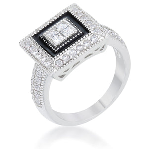 Shira 0.7ct CZ Rhodium Antique Ring - Jewelry Xoxo