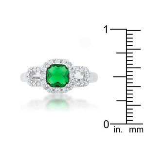 Liz 1.1ct Emerald CZ Rhodium Classic Ring - Jewelry Xoxo