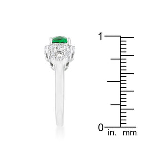 Liz 1.1ct Emerald CZ Rhodium Classic Ring - Jewelry Xoxo