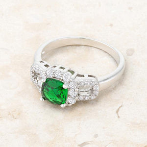 Liz 1.1ct Emerald CZ Rhodium Classic Ring - Jewelry Xoxo