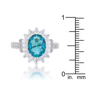 Chrisalee 3ct Aqua CZ Rhodium Classic Ring - Jewelry Xoxo