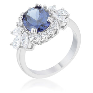 Krizia 4.2ct Tanzanite CZ Rhodium Classic Ring - Jewelry Xoxo