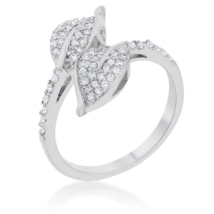 Liana 0.1ct CZ Rhodium Leaf Wrap Ring - Jewelry Xoxo