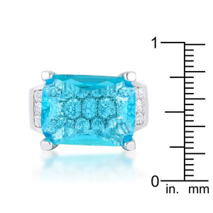 Mina 15.4ct Aqua CZ Rhodium Cocktail Ring - Jewelry Xoxo