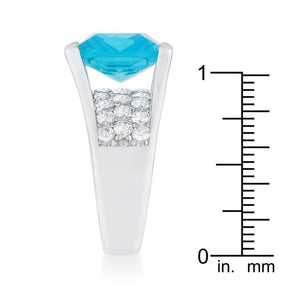 Mina 15.4ct Aqua CZ Rhodium Cocktail Ring - Jewelry Xoxo