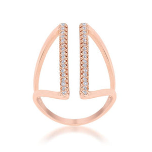 Jena 0.2ct CZ Rose Gold Delicate Parallel Ring - Jewelry Xoxo