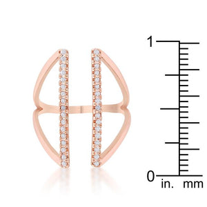 Jena 0.2ct CZ Rose Gold Delicate Parallel Ring - Jewelry Xoxo