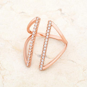 Jena 0.2ct CZ Rose Gold Delicate Parallel Ring - Jewelry Xoxo