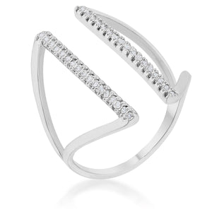 Jena 0.2ct CZ Rhodium Delicate Parallel Ring - Jewelry Xoxo