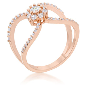 Joyce 0.4ct CZ Rose Gold Delicate Floral Wrap Ring - Jewelry Xoxo