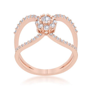 Joyce 0.4ct CZ Rose Gold Delicate Floral Wrap Ring - Jewelry Xoxo