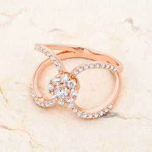 Joyce 0.4ct CZ Rose Gold Delicate Floral Wrap Ring - Jewelry Xoxo