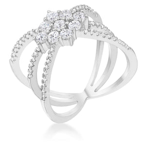 Rhodium Plated Mindy 0.8ct CZ Delicate Triple Wrap Ring - Jewelry Xoxo