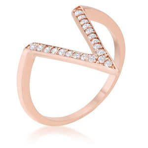 Michelle 0.2ct CZ Rose Gold Delicate V-Shape Ring - Jewelry Xoxo