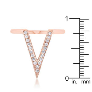 Michelle 0.2ct CZ Rose Gold Delicate V-Shape Ring - Jewelry Xoxo