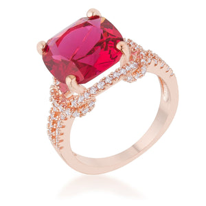 Charlene 6.2ct Ruby CZ Rose Gold Classic Statement Ring - Jewelry Xoxo