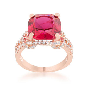 Charlene 6.2ct Ruby CZ Rose Gold Classic Statement Ring - Jewelry Xoxo