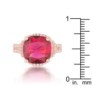 Charlene 6.2ct Ruby CZ Rose Gold Classic Statement Ring - Jewelry Xoxo