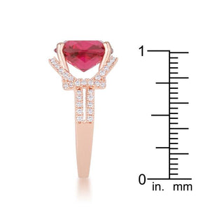 Charlene 6.2ct Ruby CZ Rose Gold Classic Statement Ring - Jewelry Xoxo